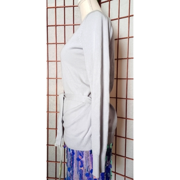 Lacoste Women's Stipe Detail Belted Button-Front Cardigan - Grey/Pink - Picture 10 of 16